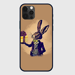 Чехол для iPhone 12 Pro Кролик в костюме с подарком, цвет: 3D-черный
