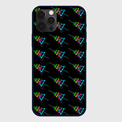 Чехол для iPhone 12 Pro Colored triangles, цвет: 3D-черный