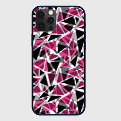 Чехол для iPhone 12 Pro Геометрический абстрактный узор в вишнево серых и, цвет: 3D-черный