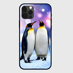 Чехол для iPhone 12 Pro Пингвины на снегу, цвет: 3D-черный