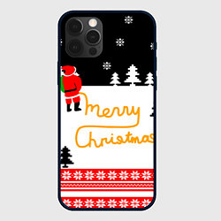 Чехол для iPhone 12 Pro Merry christmas - Санта Клаус, цвет: 3D-черный