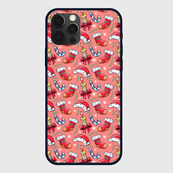 Чехол для iPhone 12 Pro Christmas pattern, цвет: 3D-черный