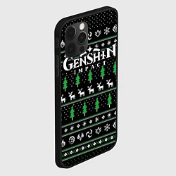 Чехол для iPhone 12 Pro Новогодний свитер - Genshin impact, цвет: 3D-черный — фото 2