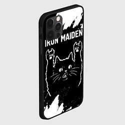 Чехол для iPhone 12 Pro Группа Iron Maiden и рок кот, цвет: 3D-черный — фото 2