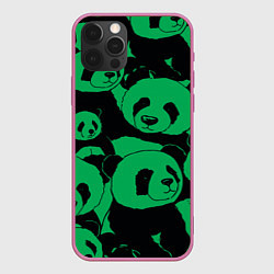 Чехол iPhone 12 Pro Panda green pattern