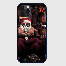 Чехол для iPhone 12 Pro Плохой Санта Кот, цвет: 3D-черный