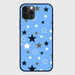 Чехол для iPhone 12 Pro Звёзды на голубом фоне, цвет: 3D-черный