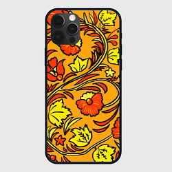 Чехол iPhone 12 Pro Хохлома золотой фон