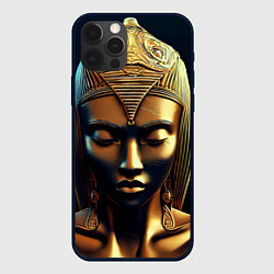 Чехол для iPhone 12 Pro Нейросеть - золотая статуя египетской царицы, цвет: 3D-черный
