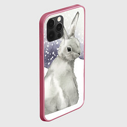 Чехол для iPhone 12 Pro Милый кролик на снегу, цвет: 3D-малиновый — фото 2