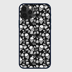 Чехол для iPhone 12 Pro Череп и розы с шипами, цвет: 3D-черный