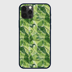 Чехол для iPhone 12 Pro Милитари листья крупные, цвет: 3D-черный