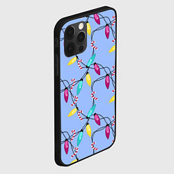 Чехол для iPhone 12 Pro Новогодняя гирлянда голубая, цвет: 3D-черный — фото 2