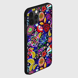 Чехол для iPhone 12 Pro Multicolored floral patterns, цвет: 3D-черный — фото 2