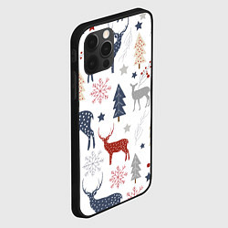 Чехол для iPhone 12 Pro Олени в новогоднем лесу, цвет: 3D-черный — фото 2