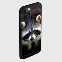 Чехол для iPhone 12 Pro Застенчивый енот, цвет: 3D-черный — фото 2