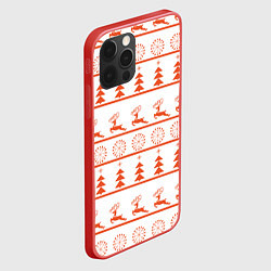 Чехол для iPhone 12 Pro Красные олени и елочки, цвет: 3D-красный — фото 2