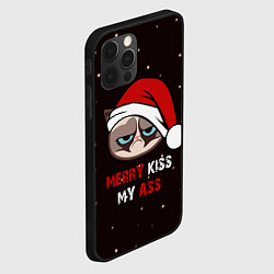 Чехол для iPhone 12 Pro Новогодний кот мем - грубиян, цвет: 3D-черный — фото 2