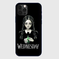 Чехол для iPhone 12 Pro Уэнсдэй на чёрном фоне, цвет: 3D-черный