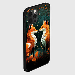 Чехол для iPhone 12 Pro Две лисоньки в стиле Folk Art, цвет: 3D-черный — фото 2
