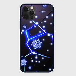 Чехол iPhone 12 Pro Снежинки в неоновом разломе плит