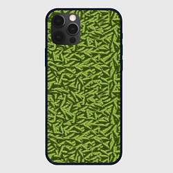 Чехол для iPhone 12 Pro Милитари листья в полоску, цвет: 3D-черный