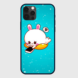 Чехол для iPhone 12 Pro Зайка скучает с телефоном, цвет: 3D-черный