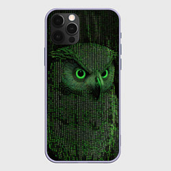 Чехол для iPhone 12 Pro Сова в стиле ASCII-графики, цвет: 3D-светло-сиреневый