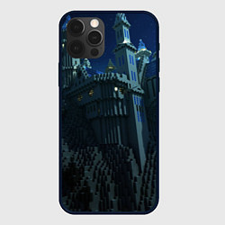 Чехол для iPhone 12 Pro Гора и замок из блоков майнкрафт, цвет: 3D-черный