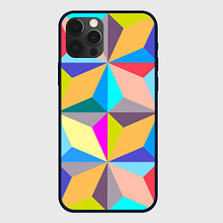 Чехол для iPhone 12 Pro Полностью разноцветный ромбический паттерн, цвет: 3D-черный