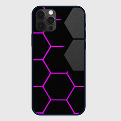 Чехол для iPhone 12 Pro Крупные неоновые соты, цвет: 3D-черный