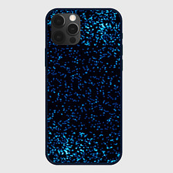 Чехол iPhone 12 Pro Неоновый синий блеск на черном фоне