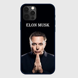 Чехол iPhone 12 Pro Илон Маск, портрет на черном фоне