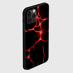 Чехол для iPhone 12 Pro Красные неоновые трещины, цвет: 3D-черный — фото 2