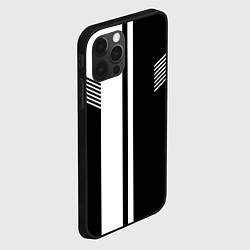 Чехол для iPhone 12 Pro Чёрные и белые полоски, цвет: 3D-черный — фото 2