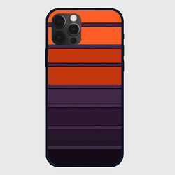 Чехол iPhone 12 Pro Полосатый фиолетово-оранжевый узор