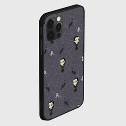 Чехол для iPhone 12 Pro Уэнсдей, Вещь и вороны - паттерн, цвет: 3D-черный — фото 2