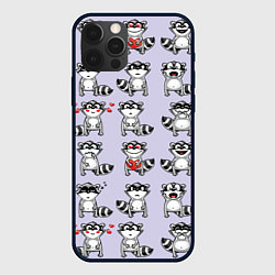 Чехол для iPhone 12 Pro Забавные еноты, цвет: 3D-черный