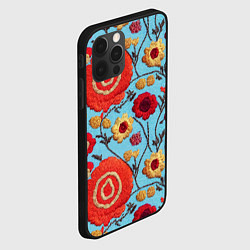Чехол для iPhone 12 Pro Эффект вышивки маки, цвет: 3D-черный — фото 2