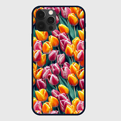 Чехол для iPhone 12 Pro Роскошные тюльпаны, цвет: 3D-черный