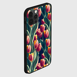 Чехол для iPhone 12 Pro Много тюльпанов, цвет: 3D-черный — фото 2