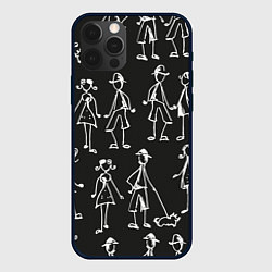 Чехол для iPhone 12 Pro Черно-белые люди, цвет: 3D-черный