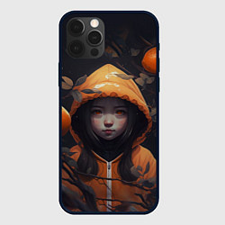 Чехол для iPhone 12 Pro Девочка в оранжевой толстовке, цвет: 3D-черный