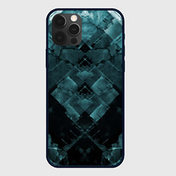 Чехол для iPhone 12 Pro Голубые и чёрные полоски, цвет: 3D-черный