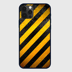 Чехол для iPhone 12 Pro Черно-желтая опасность, цвет: 3D-черный