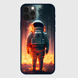 Чехол iPhone 12 Pro Космонавт в горящем лесу