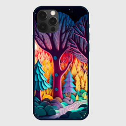 Чехол для iPhone 12 Pro Сказочный лес на закате солнца, цвет: 3D-черный