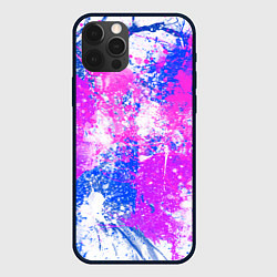 Чехол для iPhone 12 Pro Разбрызганная фиолетовая краска - светлый фон, цвет: 3D-черный