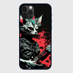 Чехол iPhone 12 Pro Rocker Cat on a black background - C-Cats collecti