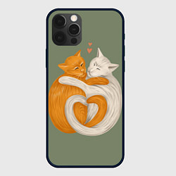 Чехол для iPhone 12 Pro Любовь котов сердце, цвет: 3D-черный